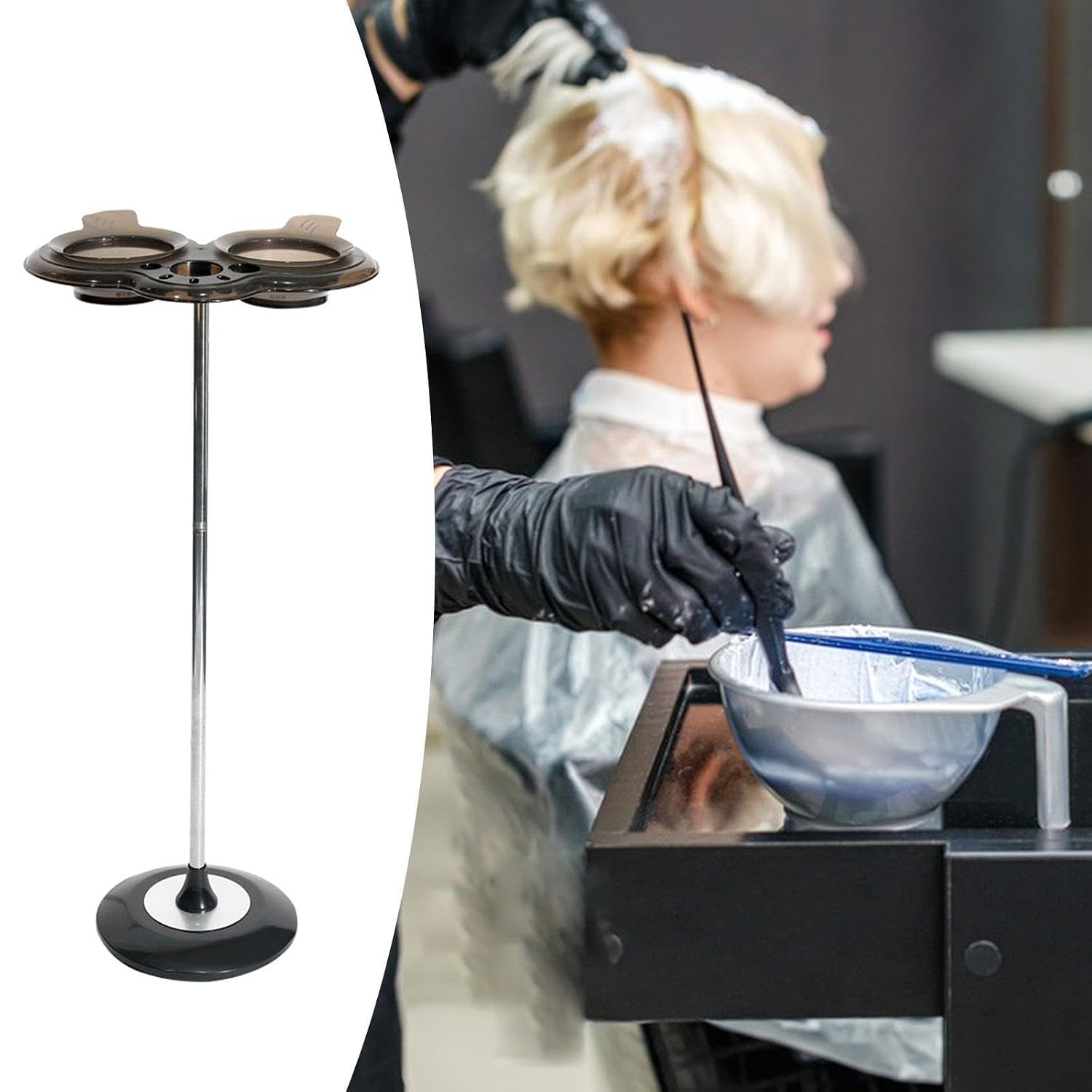 Hair Dye Bowl Holder Stainless Steel Tint Bowl Stand for Hair Salon and Home Use Compact Portable Hair Coloring Tools Organizer 35.83x14.37 Inch