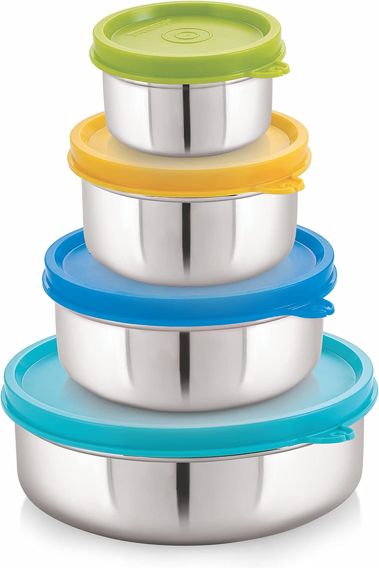 STEELLOCK Flex Stainless Steel Containers Size Deep 150ml x 1, 250ml x 1, 500ml x 1, 700ml x 1 (Yellow/Blue/Green/Turquoise)
