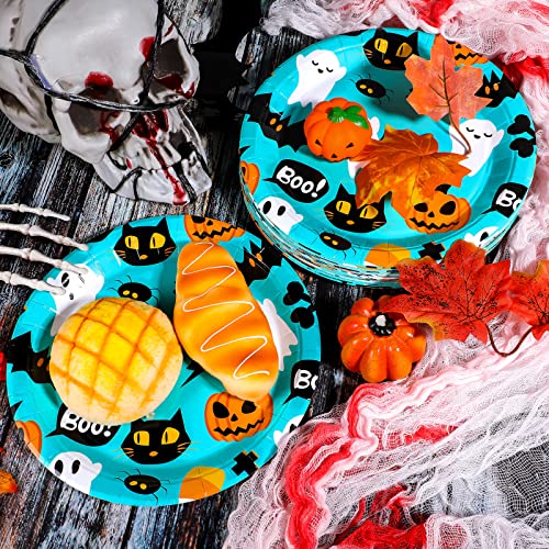 Halloween Plates, Disposable Dinnerware Tableware Sets Ghost Pumpkin Boo Bat Dessert Paper Party Plates For Kids School Carnival Halloween Decorations Guests Supplies (48 Pcs) #TOP3