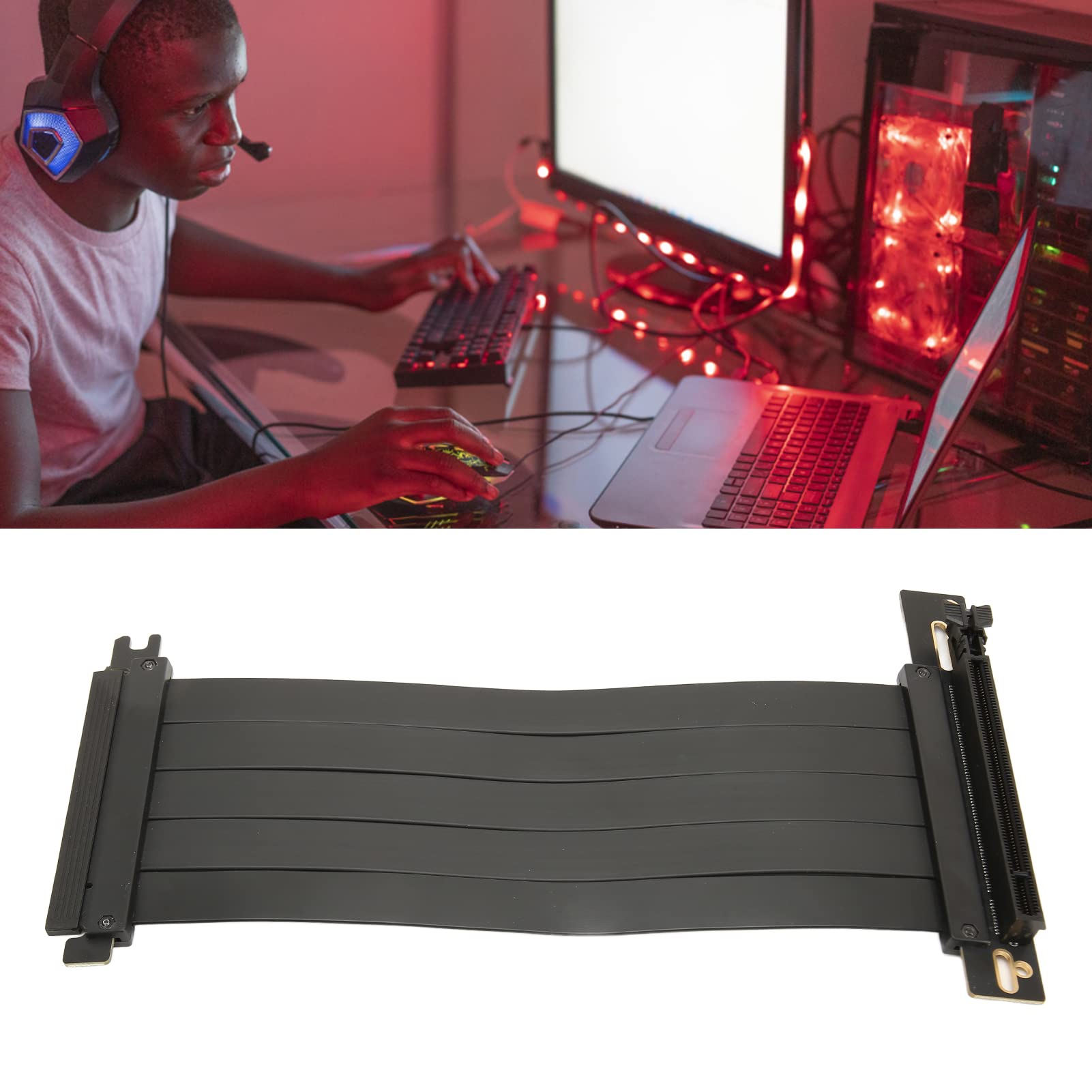 Kabel Riser PCIE 4.0 X16, Przedłużacz Karty Graficznej GPU, Szybki Elastyczny Kątowy 90 Stopni Port PCIE Przedłużacz Karty Graficznej GPU (20 cm)