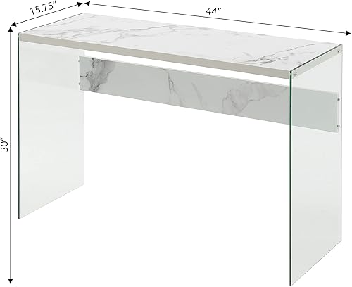 Miniatura 28 de Mesa auxiliar Soho, de Convenience Concepts, Madera, Blanco Weathered Blanco Weathered,Negro/Vidrio,Mármol blanco