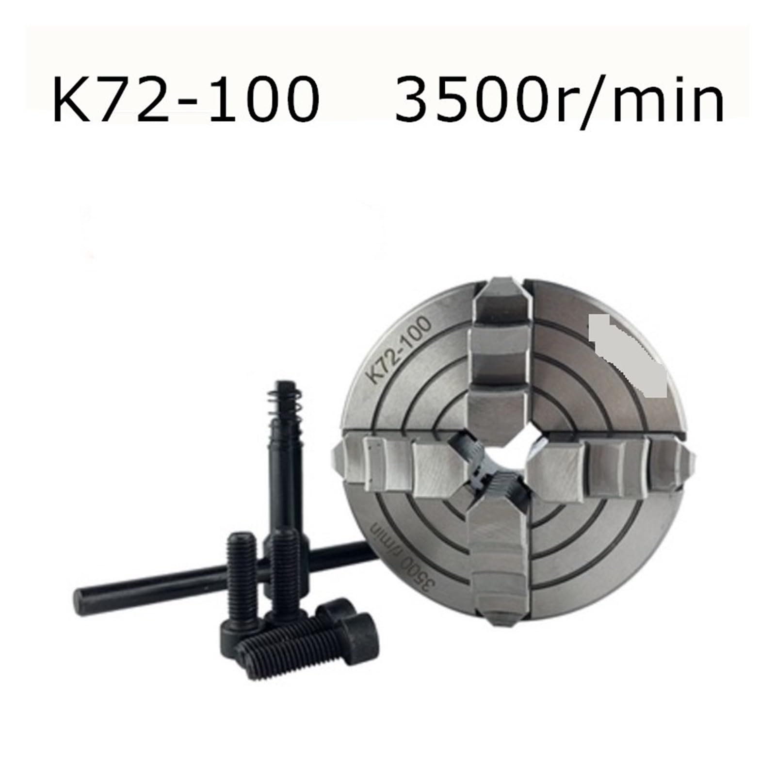 4-szczękowy uchwyt tokarski 80mm/100mm/125mm K72-80/K72-100/K72-125 niezależny 1 szt. klucz do uchwytu zabezpieczającego 3 szt. śruba mocująca do obróbki drewna(K72-100)