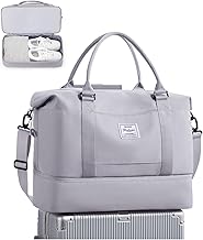 Spirit Airlines Personal Item Bag 18x14x8 Foldie Travel Duffel Bag Expandable Gym Sport Tote Foldable Waterproof Weekender Carry On Overnight Luggage Weekend Bags Airplanes Women Eessentials,Grey