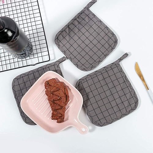 Miniatura 8 de Posavasos 100% algodón para cocina de uso diario, resistente al calor, para cocinar y hornear, juego de 3 cuadros negros