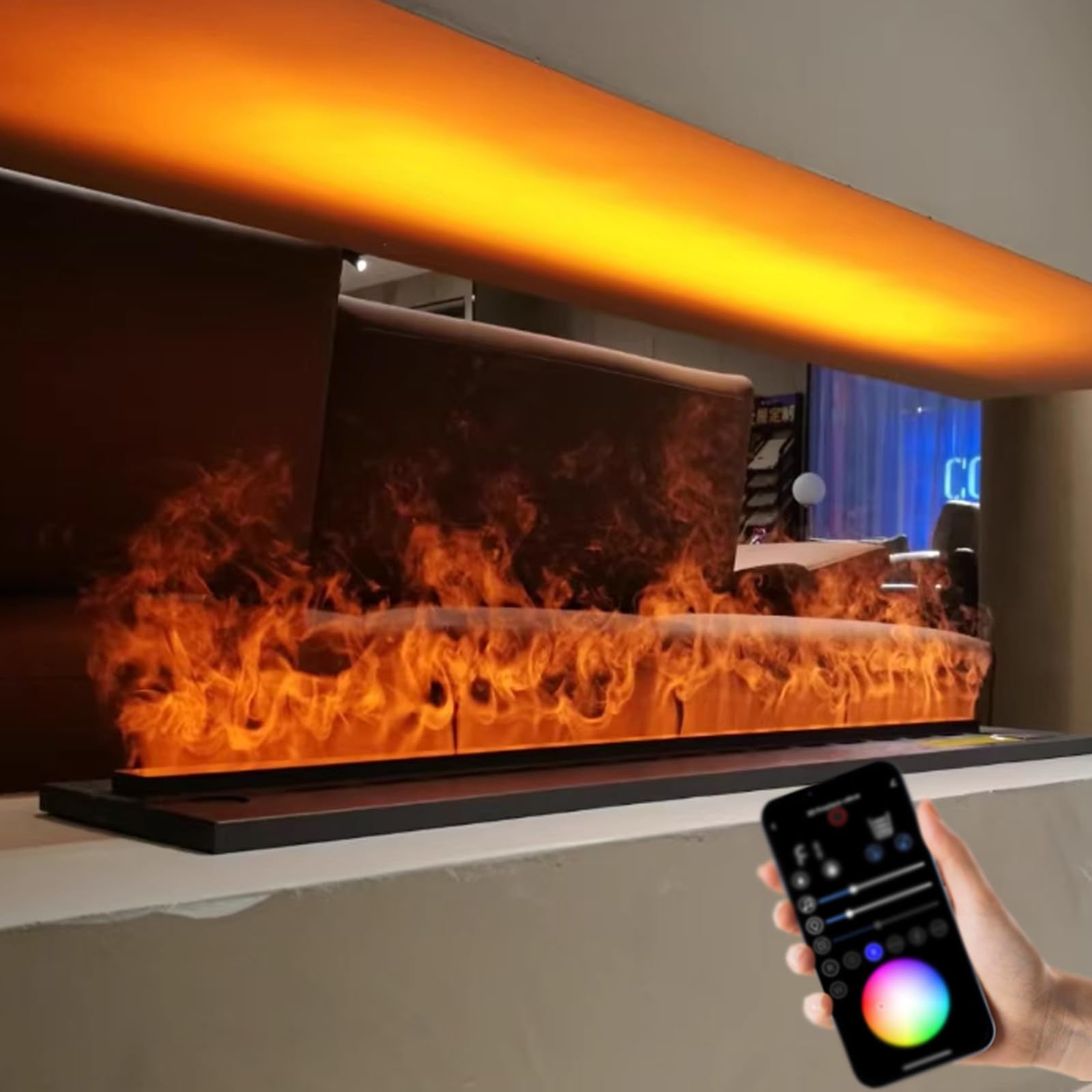 Kominek dla pary wodnej, kominek atomizowany 3D, symulowany płomień willa hotel nawilżacz wewnętrzny, KTV domowa atmosfera wbudowany kominek dekoracyjny kominek elektryczny wielokolorowy