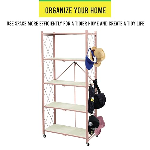 Miniatura 6 de Estantería plegable con ruedas y roturas  Estante plegable resistente con marco de metal para despensa  Estantería de origami  Estantería sin