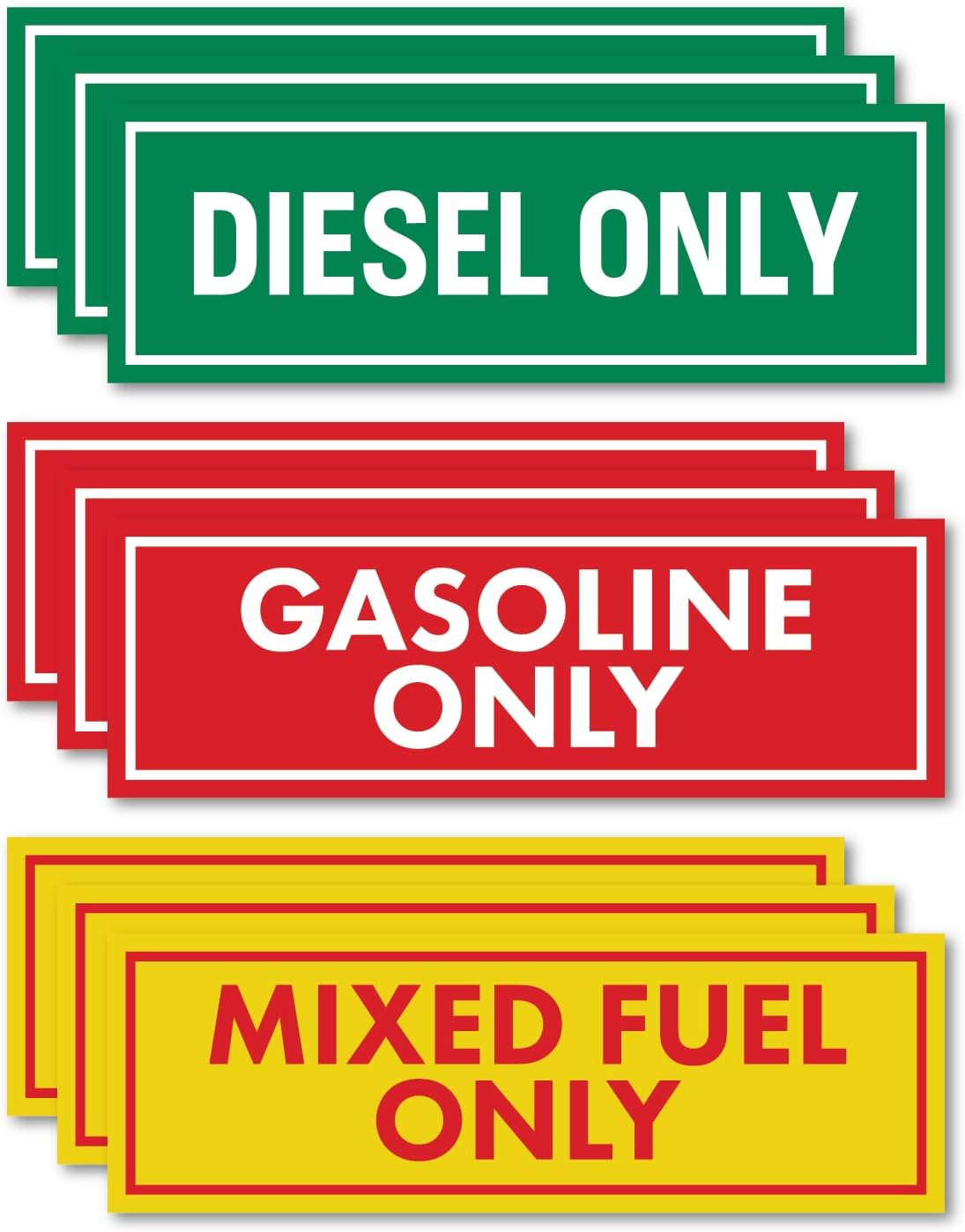 Sutter Signs 9pc Diesel Only/Gasoline Only/Mixed Fuel Only Stickers for Fuel Tank | Weatherproof Adhesive Decals for Trucks, Tractors, Fuel Cans, Gas Caps