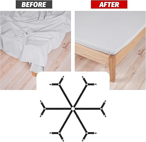 Miniatura 5 de COOLLIANT 6 Ways - Soportes de sábanas resistentes que mantienen las sábanas firmes y apretadas, clips de sábanas, soportes para sábanas para