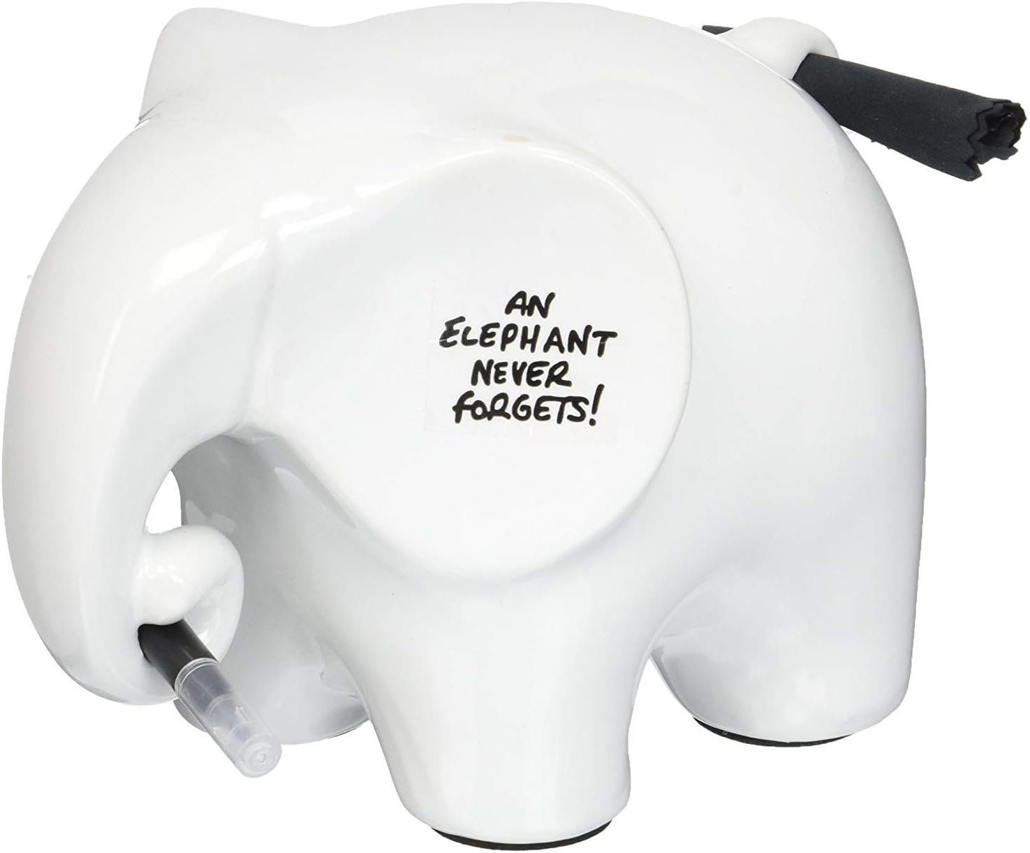 Luckies Elephant Whiteboard - Elephant Desk Accessories - Ceramic Dry Erase Board - Elephants Office Supplies - Fun Whiteboards Desk Organizer - Eric The Memo Organiser - Black Pen & Cloth Included
