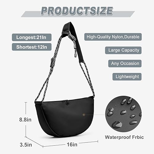 Miniatura 4 de Hobo - Bolso cruzado para mujer, bolsa de nailon con media luna, bolsa cruzada de bola de masa moderna, bolsa de hombro media luna