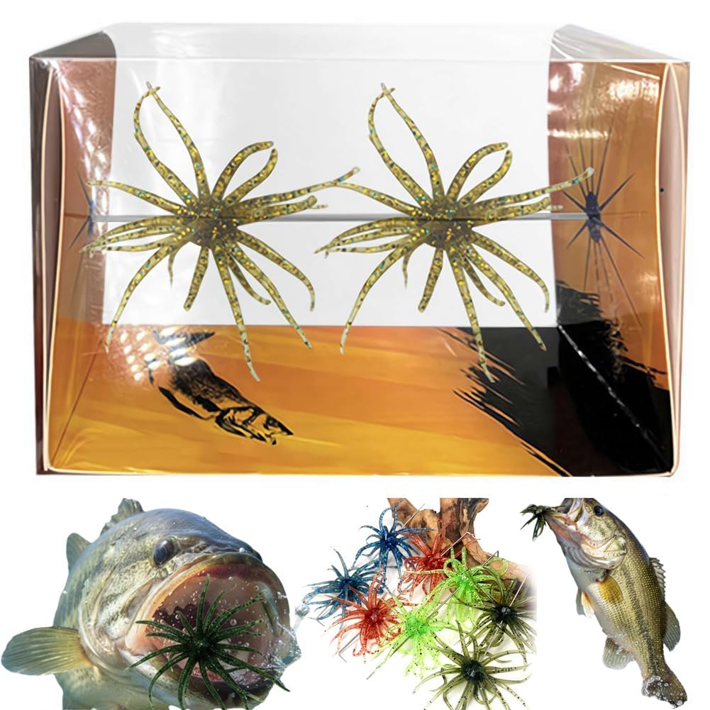 2PCS Sea Urchin Fishing Bait, Soft Plastic Bass Fishing Lure, Lure Bait for Black Pits,Soft Sea Urchin Baits,Soft Artificial Creature Bait Lures for Bass, Freshwater & Saltwater