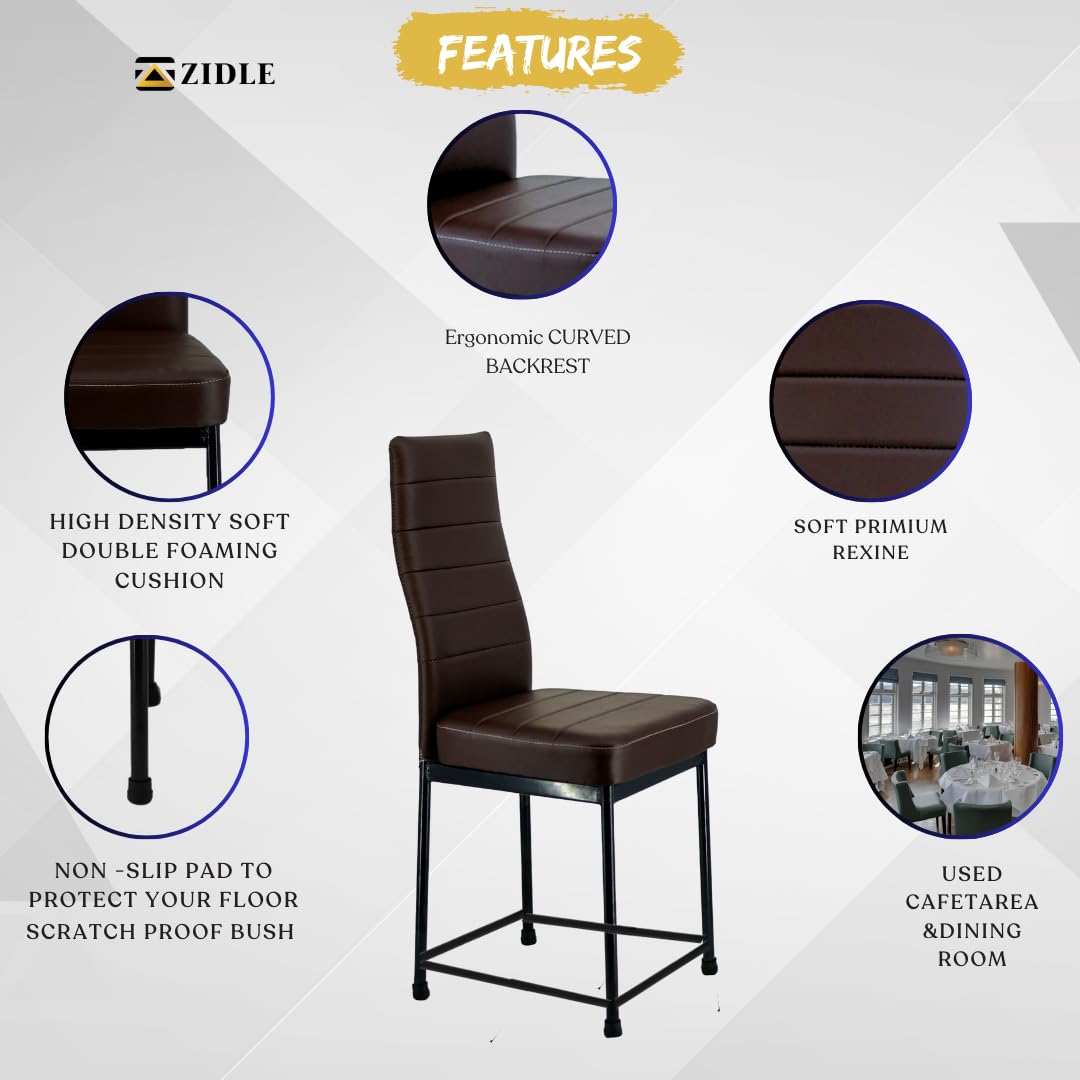 CLASSELA Zidle Bloom Dining Chair Model for Living Room Set of 2 Piece | Cafeteria | Home | Bedroom | Restaurant | Scratch Proof/Anti Skid Rubber Bush | 1 Year Warranty (Coffee Brown Premium Rexine) 3