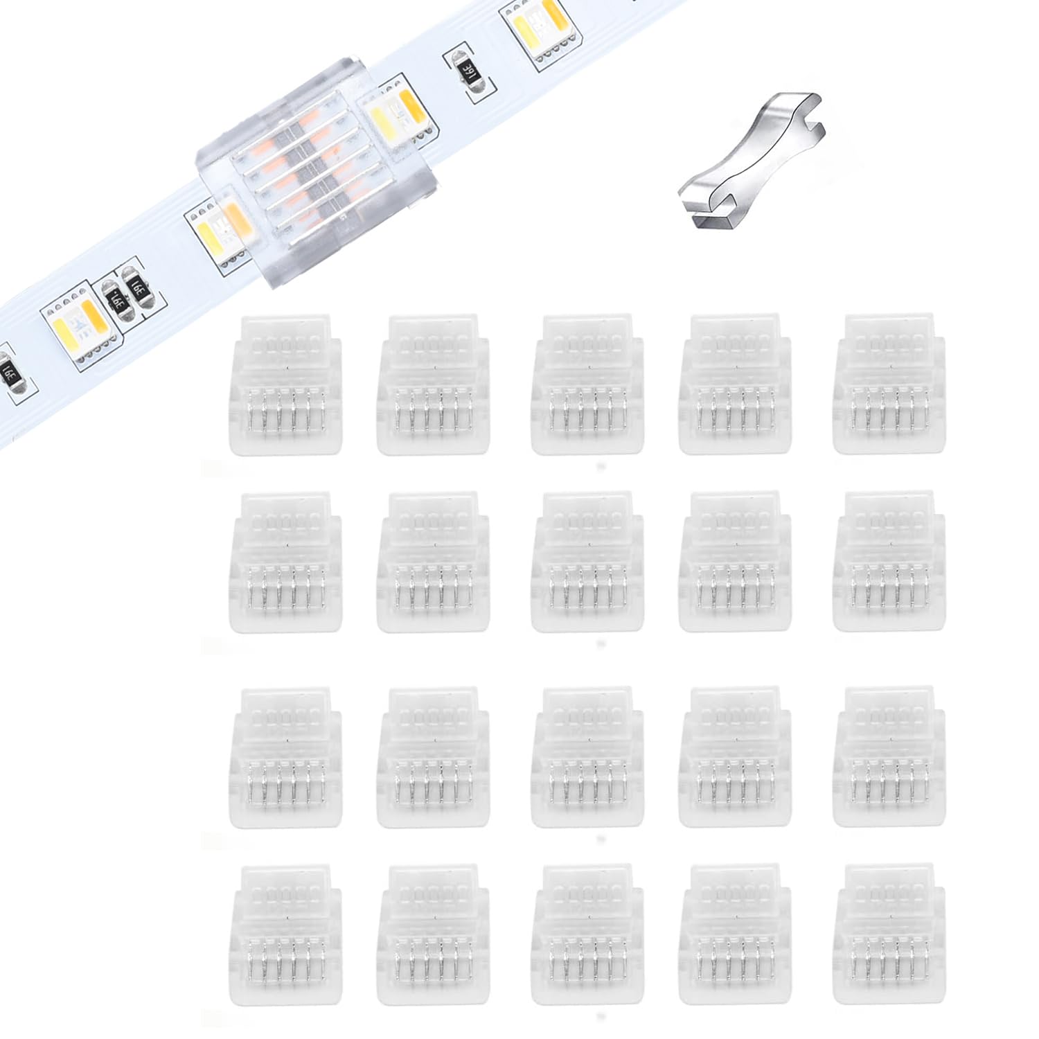 YUTOKEER LED Connector 6 Pin 12mm Wide for Waterproof or Non-Waterproof RGB WW or RGB+CCT LED Strip Lights