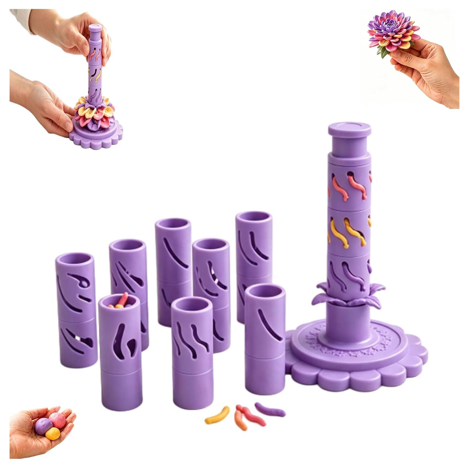 Promted Flower Modular Clay Bloom Maker with 9 Shaping Sleeves