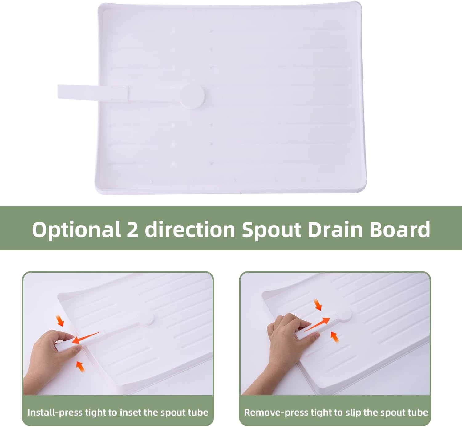 Dish Drainer Rack - Plate, Cutlery, Pots, and Pans Drying Rack for Kitchen with Beechwood Handles - Modern Retro Design Drip Tray with Metal Rack - White