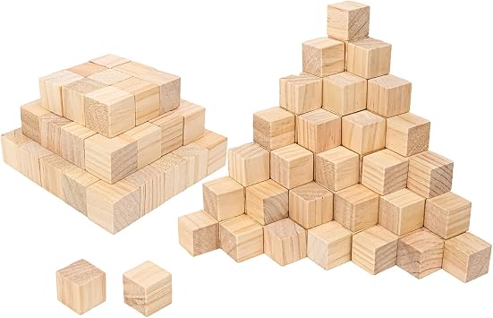 200 PCS Solid Wood Square Cube for Crafts, 1 Inch Unfinished Wooden Cube - Wood Cube Blocks for Crafting, Blank Wooden Cube for Craft Lovers and DIY Projects