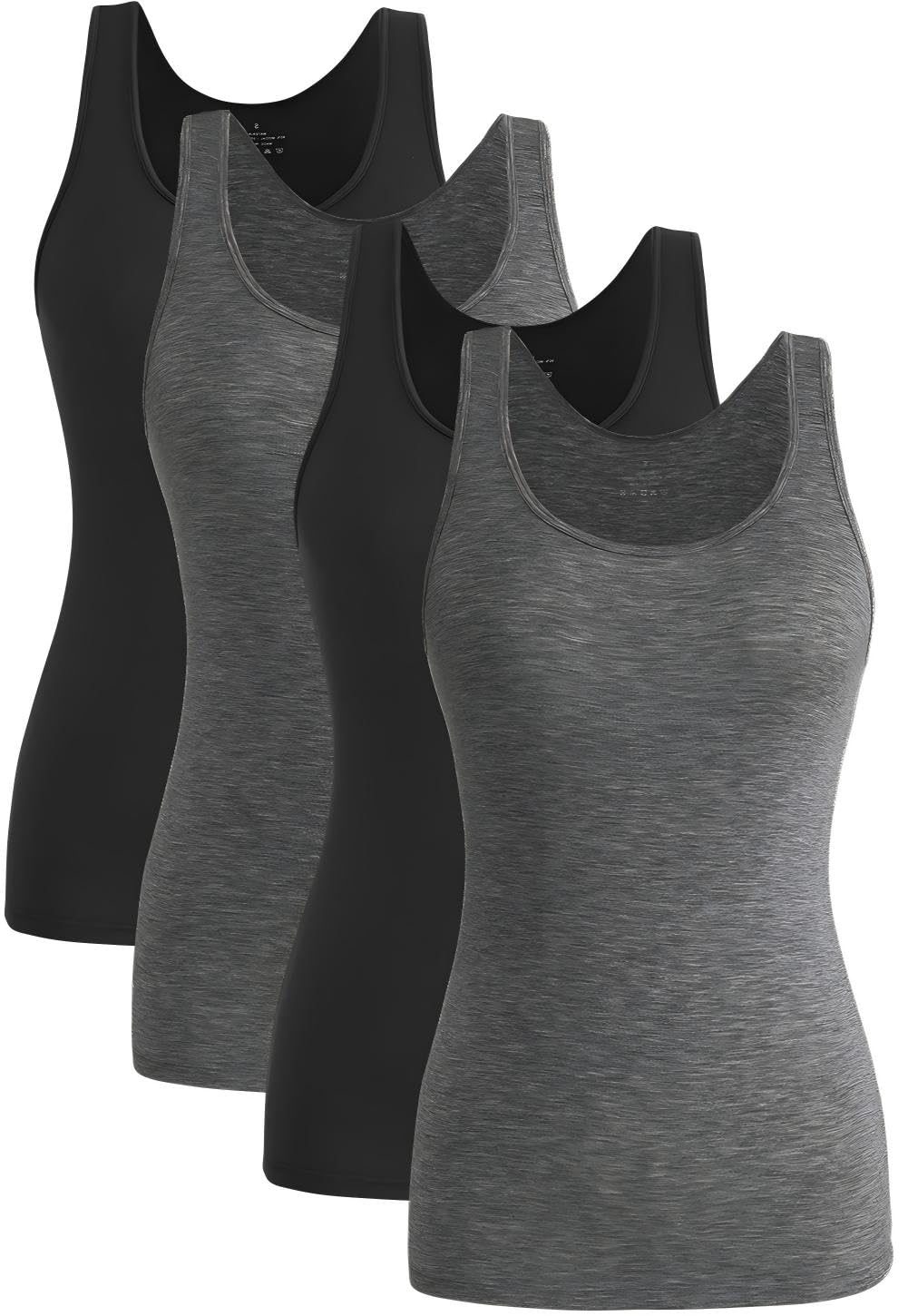 Knuffnee Damen Stretch Unterhemd Basic Tank Tops Workout Unterhemden Tops 4er Pack