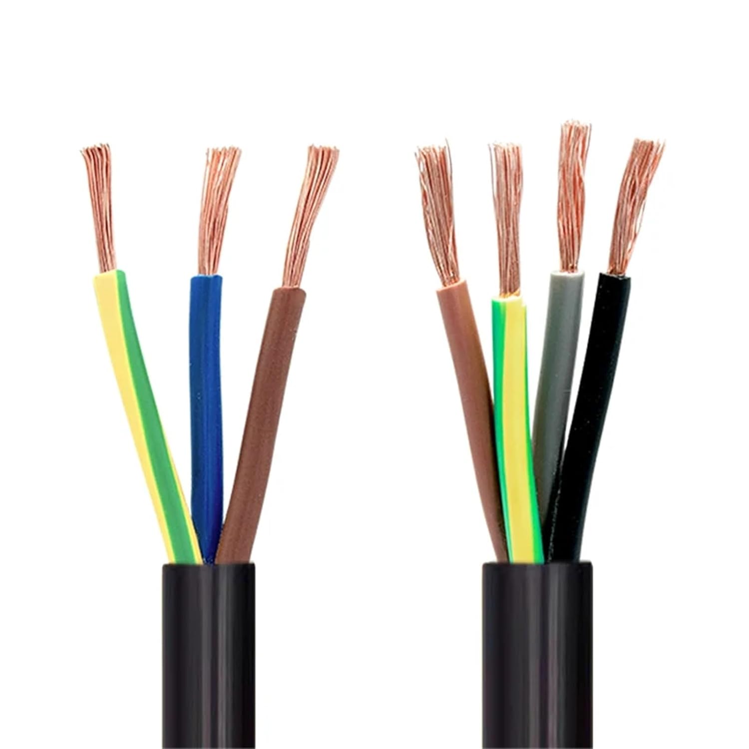1M RVV Power Cord 2/3/4/5Core 18/24/22/20/17/15/13/11/9/7AWG Control Signal PVC Sheath Small/High-Power Electrical Wire(4Cores 1Meter,9 AWG 6mm2)
