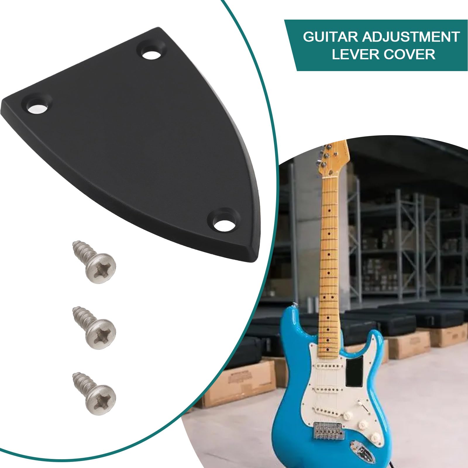 LT Easiyl 3 Sets Guitar Adjustment Rod Cover 3 Holes Triangle Plastic Truss Rod Covers for Acoustic-Electric Guitar Acoustic Guitar Bass Guitar 45x29mm Black - Image 2