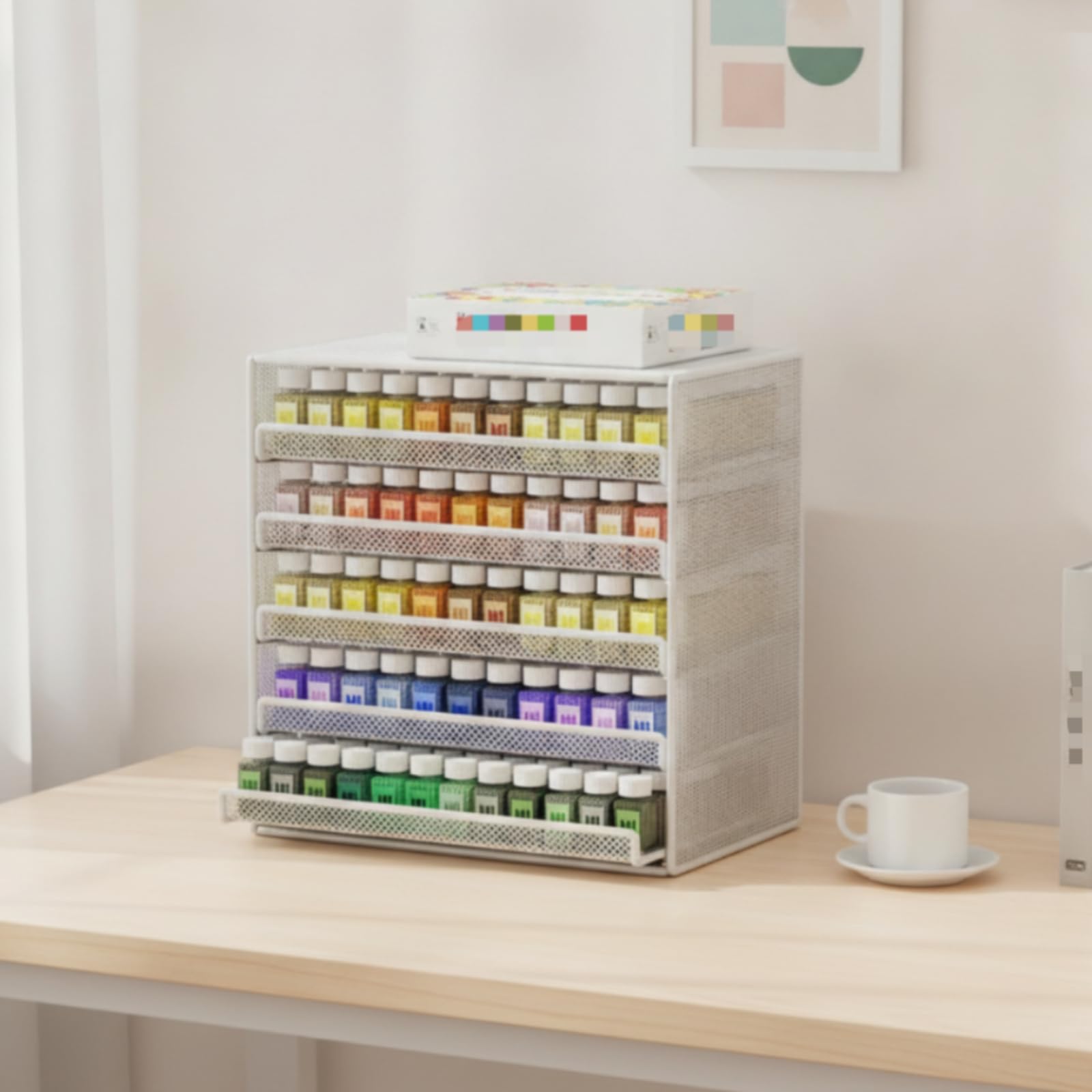 Organizer da Scrivania 5 Scomparti Uso Multiuso Portaoggetti a Cassetti Stile Moderno Vassoio Organizer a Griglia, Nero Corvino