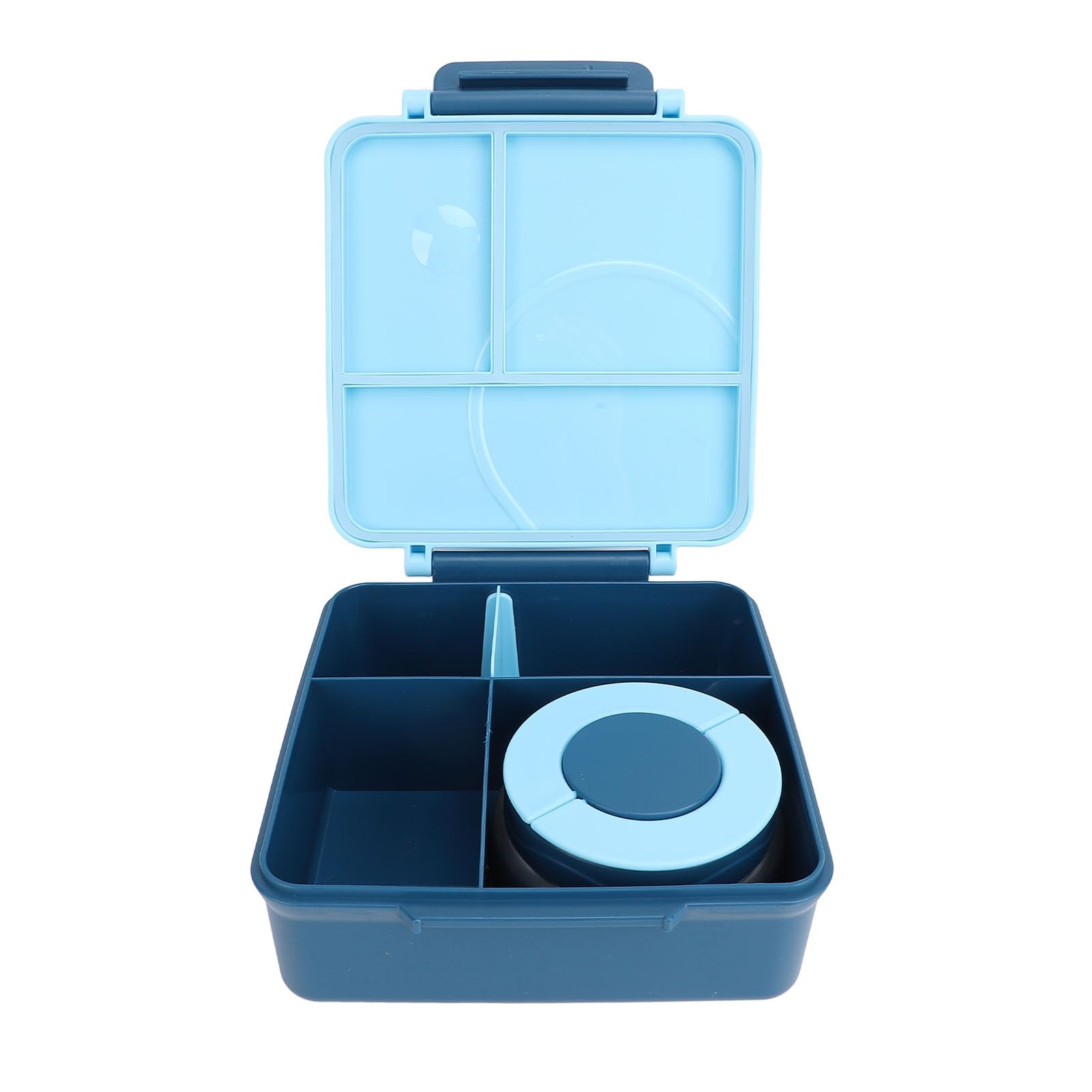 Contenedor de Almuerzo Sellado con Múltiples Compartimentos con Asa para la Escuela de Oficina, Contenedor de Lonchera de Acero Inoxidable Fácil de Limpiar para Niños y Adultos (BLUE)