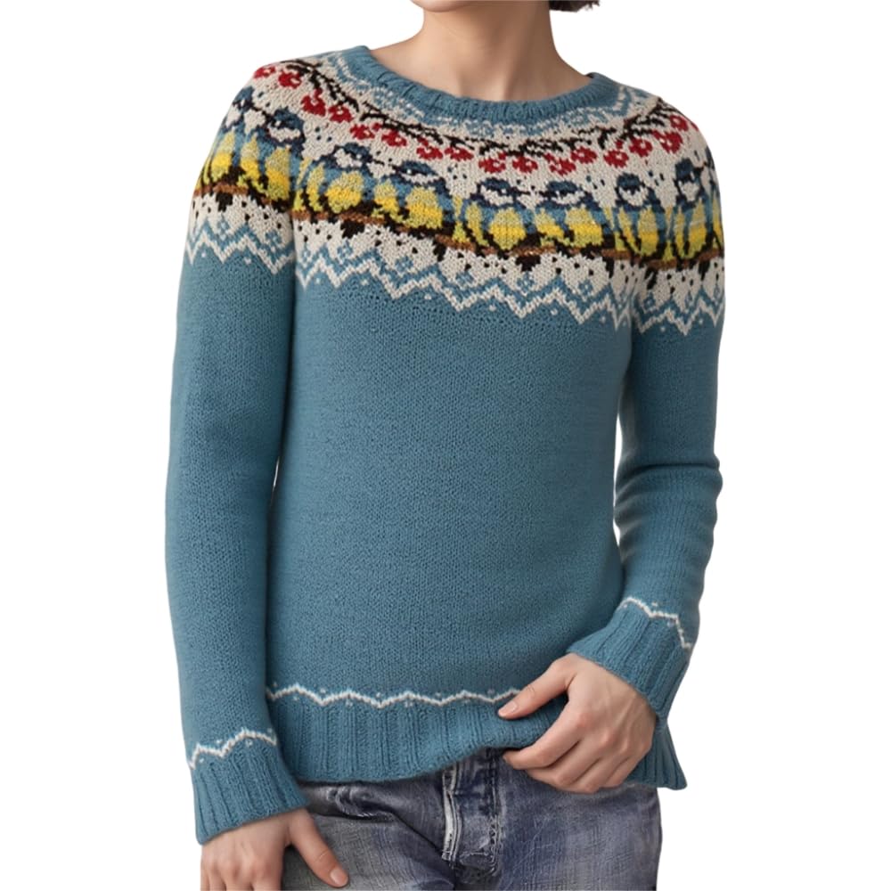 Womens Fall Winter Fair Isle Sweater Casual Loose Oversized Crew Neck Multi-Pattern Cozy Pullover Jumper Tops 2025