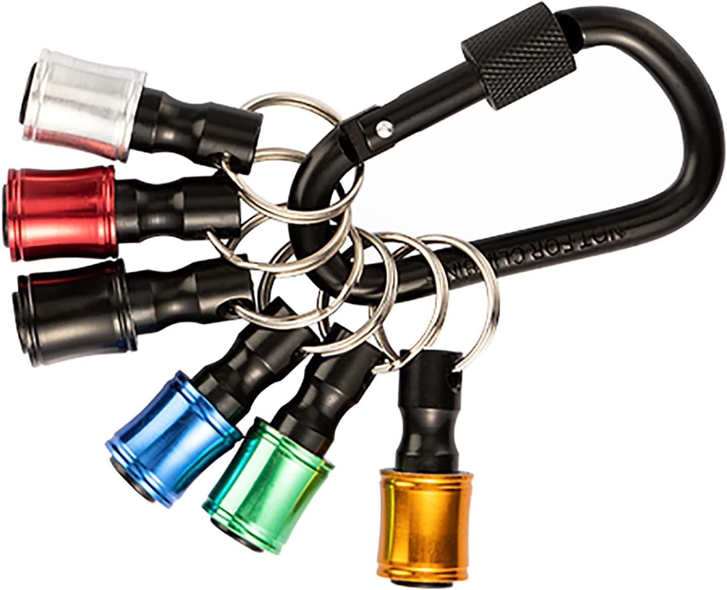 Keychain Bit Holder,1/4 Inch Hex Shank Keychain with Black Carabiner