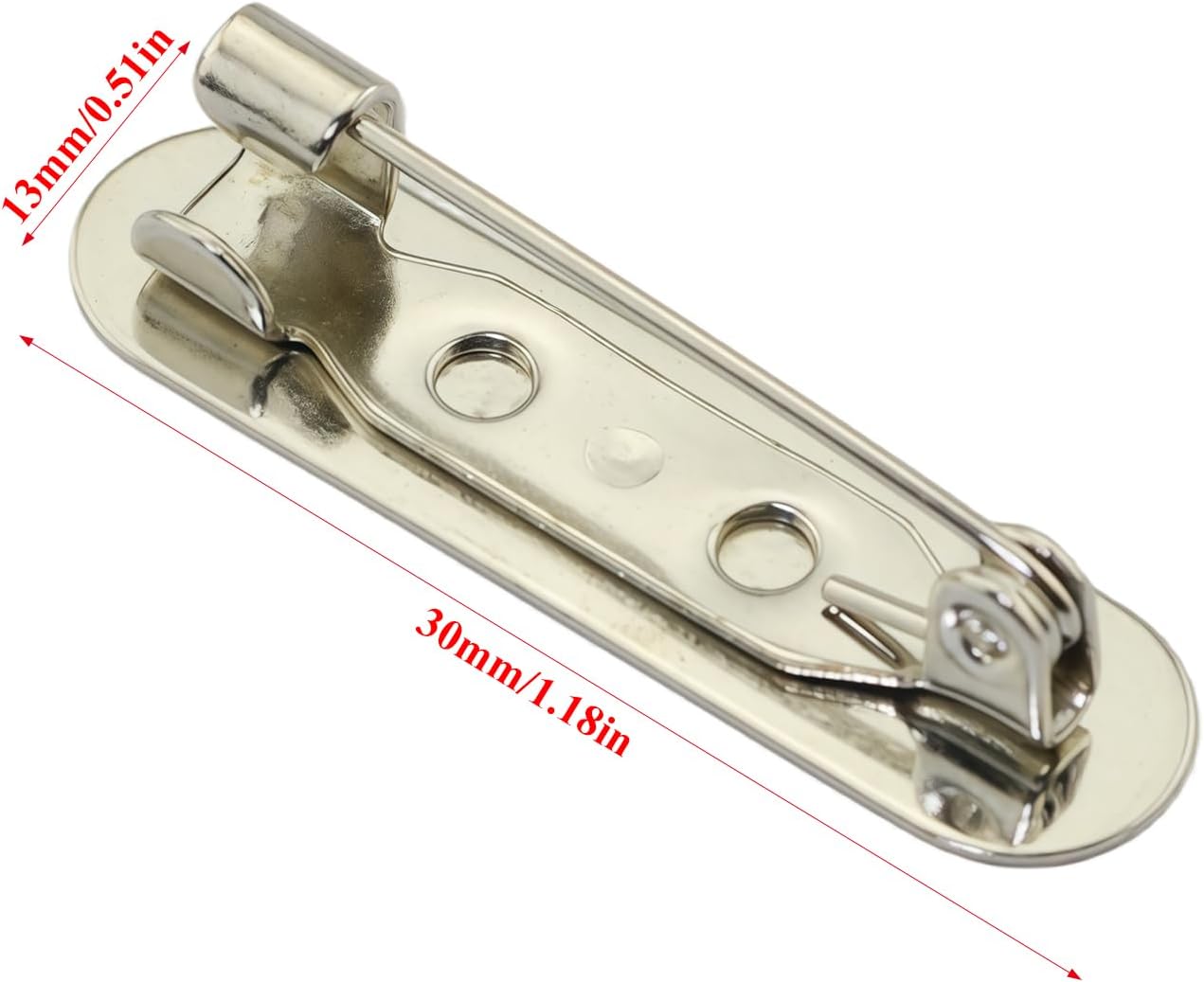20PCS Rectangle Base Brooch Holder Handmade DIY Thickened Corsage Pin 1113 White K 3.0cm Jewelry Making Metal Accessories for Tie Clips Badges Ribbon Bars Name Tags