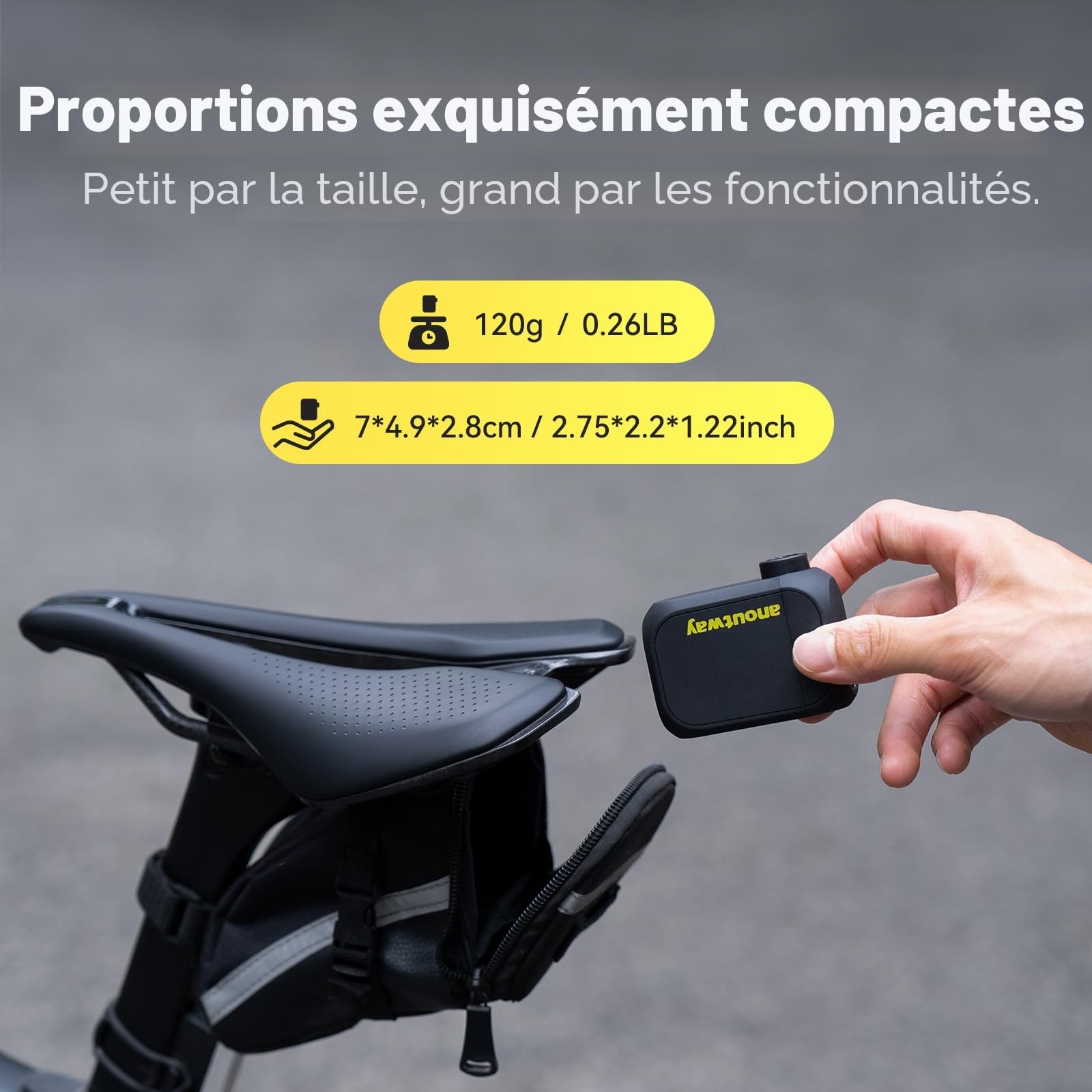 Mini-Pompe à vélo électrique Tiny E-Pump 120 PSI Valve Schrader Presta