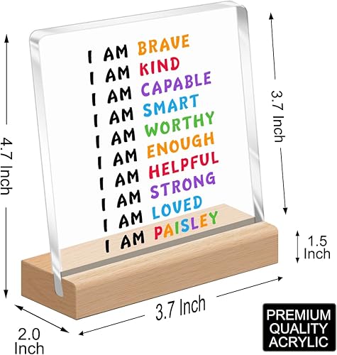 Miniatura 10 de Decoración inspiradora de escritorio, letrero de acrílico con soporte de madera para el hogar, oficina, aula, estante, decoración de mesa, A333