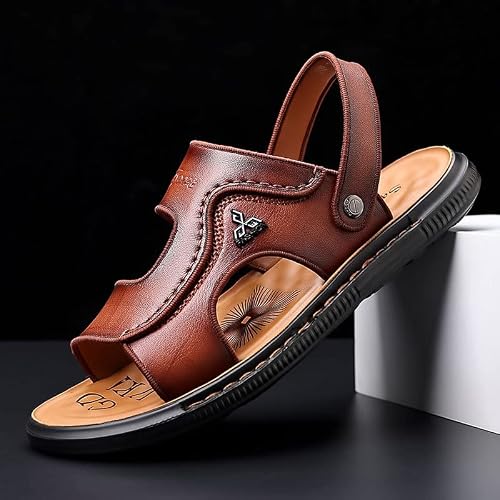 Egsumail Men's Open Toe Adjustable Leather Sandals Outdoor Summer Sandal And Slippers #TOP2