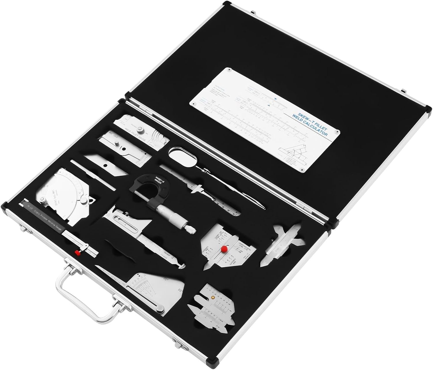 Kit De Inspección De Calibres De Soldadura De Acero Inoxidable De 13 Piezas, Herramientas De Medición De Precisión para Soldaduras De Filete, Juego De Prueba Completo con Estuche Resistente.
