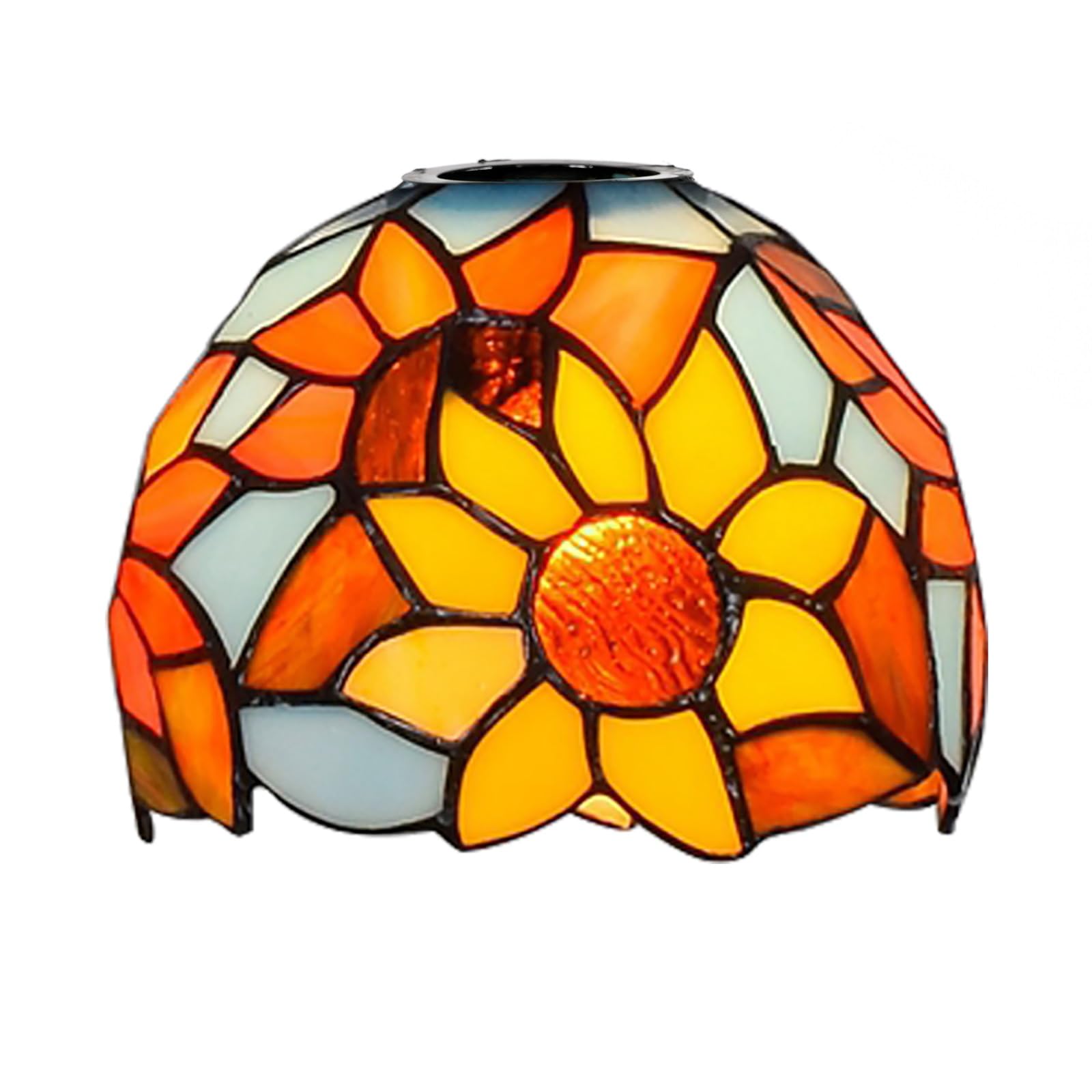 HJRegaFimu Shade Replacement 6" Light Blue Sunflowers Stained Glass Lamp Pastoral Home Decor Lampshades Accessories Fit For Pendant Ceiling Lights Wall Floor Lamps