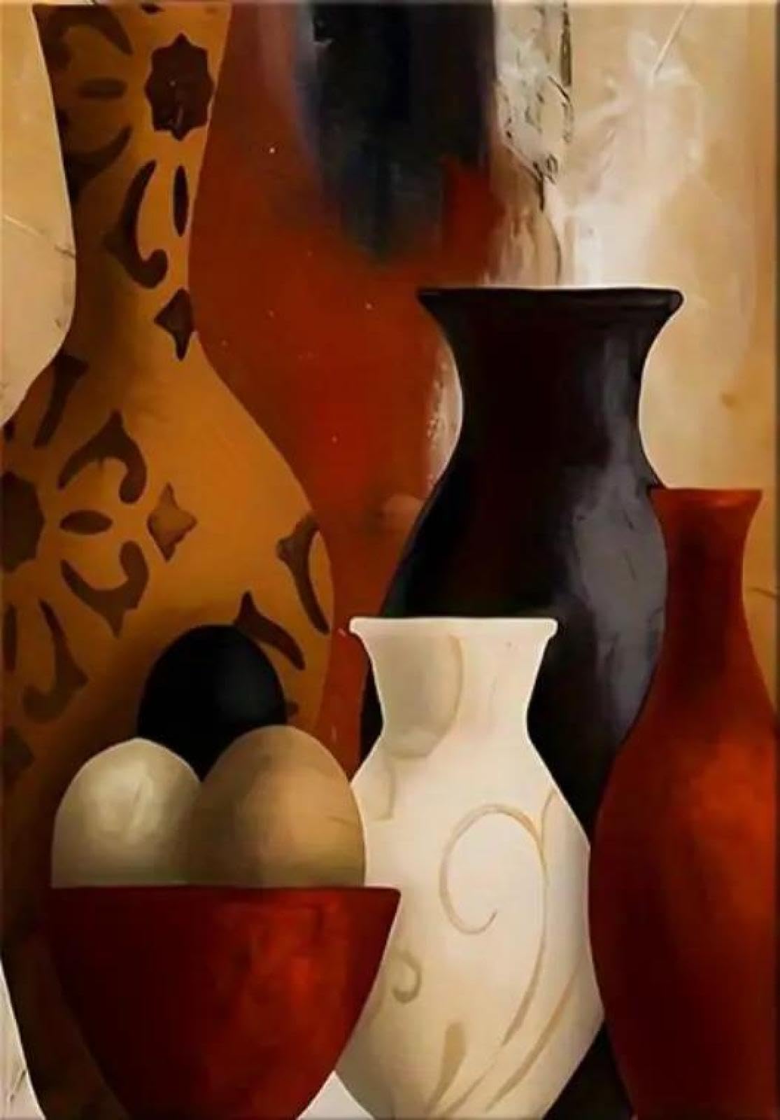 Yocheng Abstract Brown Ceramic Jar And Vases Poster And Prints Canvas Painting Wall Art Picture For Living Room Home Decor 60x90cm No Frame
