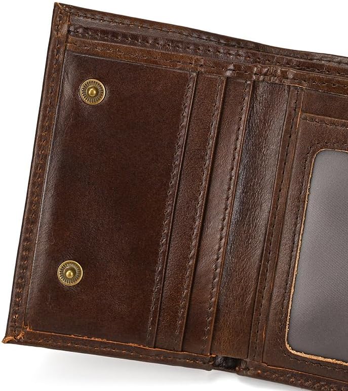 PINKPIN Mens Wallets with Chains, Genuine Leather Trifold Wallet RFID Blocking Anti-Theft Chain for Biker, Motorcycle (Coffee) - Image 3