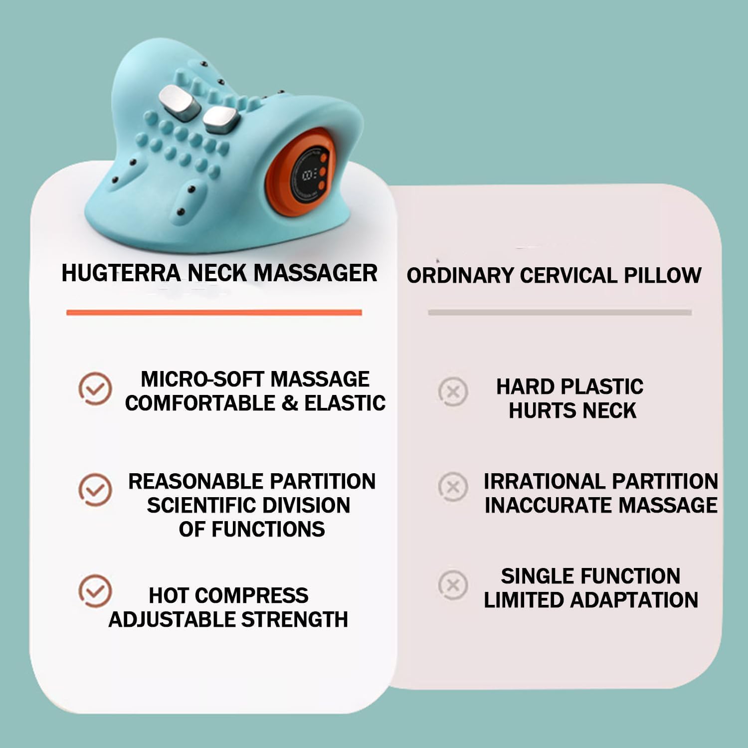Hugterra Masseur de cou, masseur Hugterra, masseur Hugterra avec angle de 26 degrés, avec 6 vitesses, élimine la douleur et la bosse du cou (1 pièce)