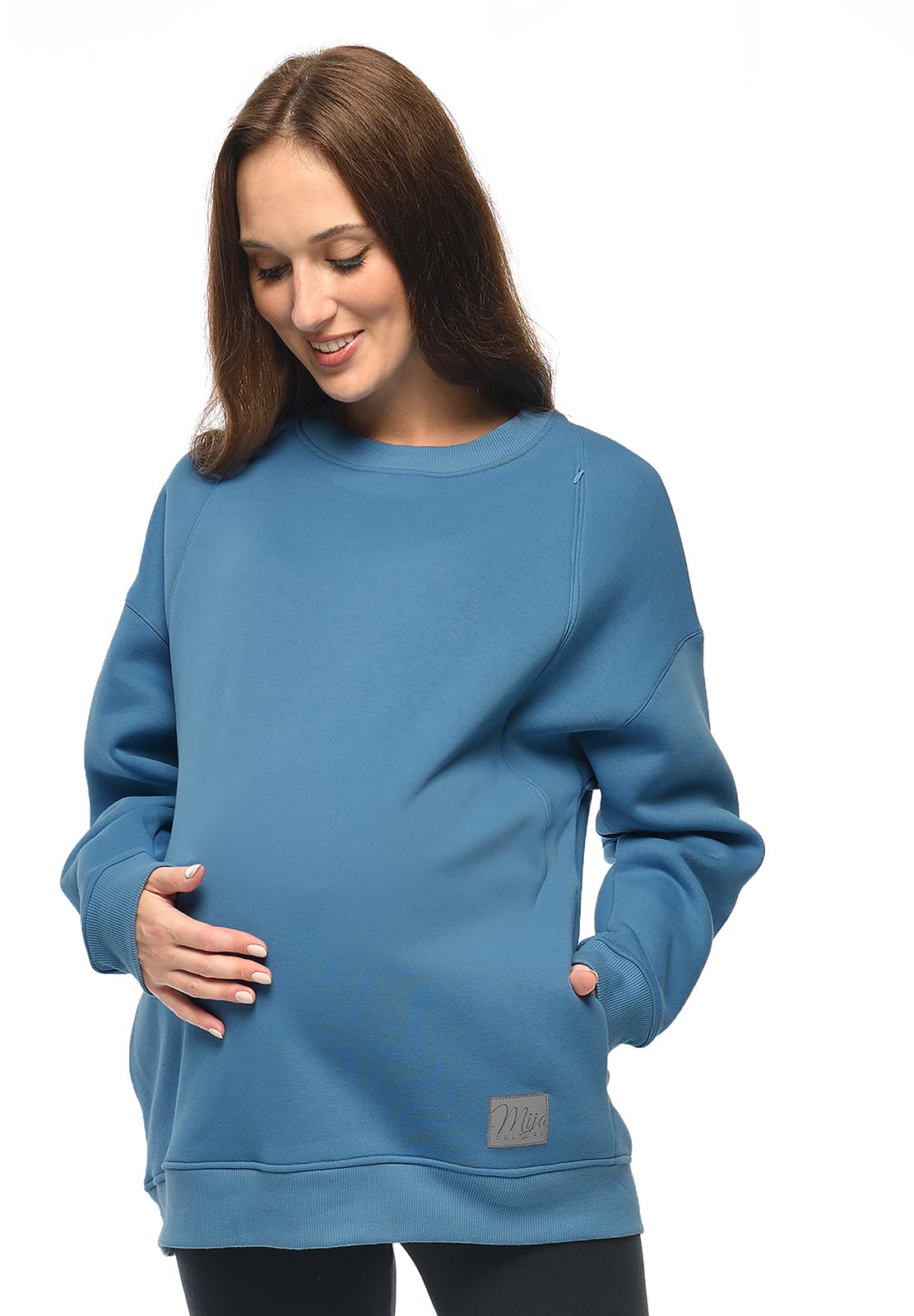 MijaCulture Moda ciążowa 2 w 1 sweter do karmienia i sweter ciążowy do karmienia Miley M020 (DE/NL/SE/PL, alfanumeryczny, L, XL, regularny, granatowy)