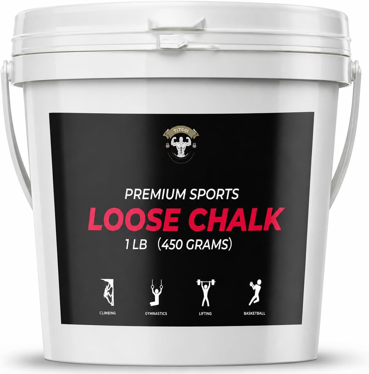 TITGGI 1 lb Gym Chalk Bucket - Includes Chalk Powder and A Chalk Ball - Multi-Purpose Hand Chalk for Rock Climbing Chalk, Gym Chalk, Weight Lifting Chalk and More