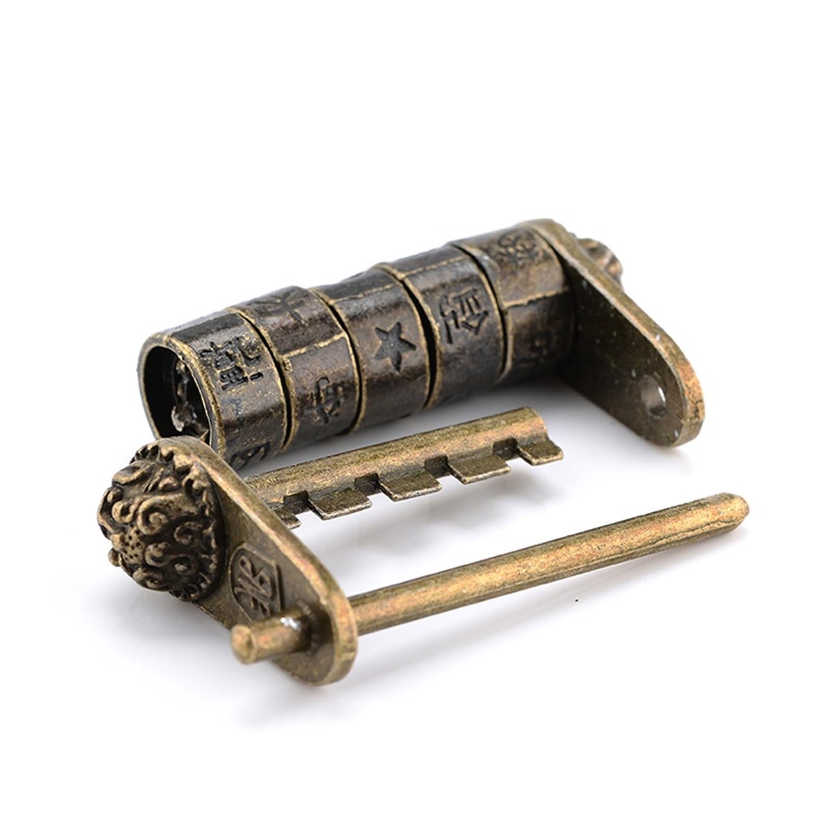Zinc Alloy Chinese Style Vintage Antique Bronze Combination Password Lock Jewelry Box Padlock Retro Keyed