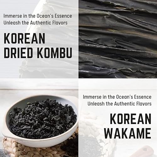 Miniatura 4 de Korean Premium Baby Wakame Seaweeds Flake 2 oz y Dashi Kombu Mezcla de 3.52 onzas - Sopa de miso de cocina 100% natural, ensalada, vegetales