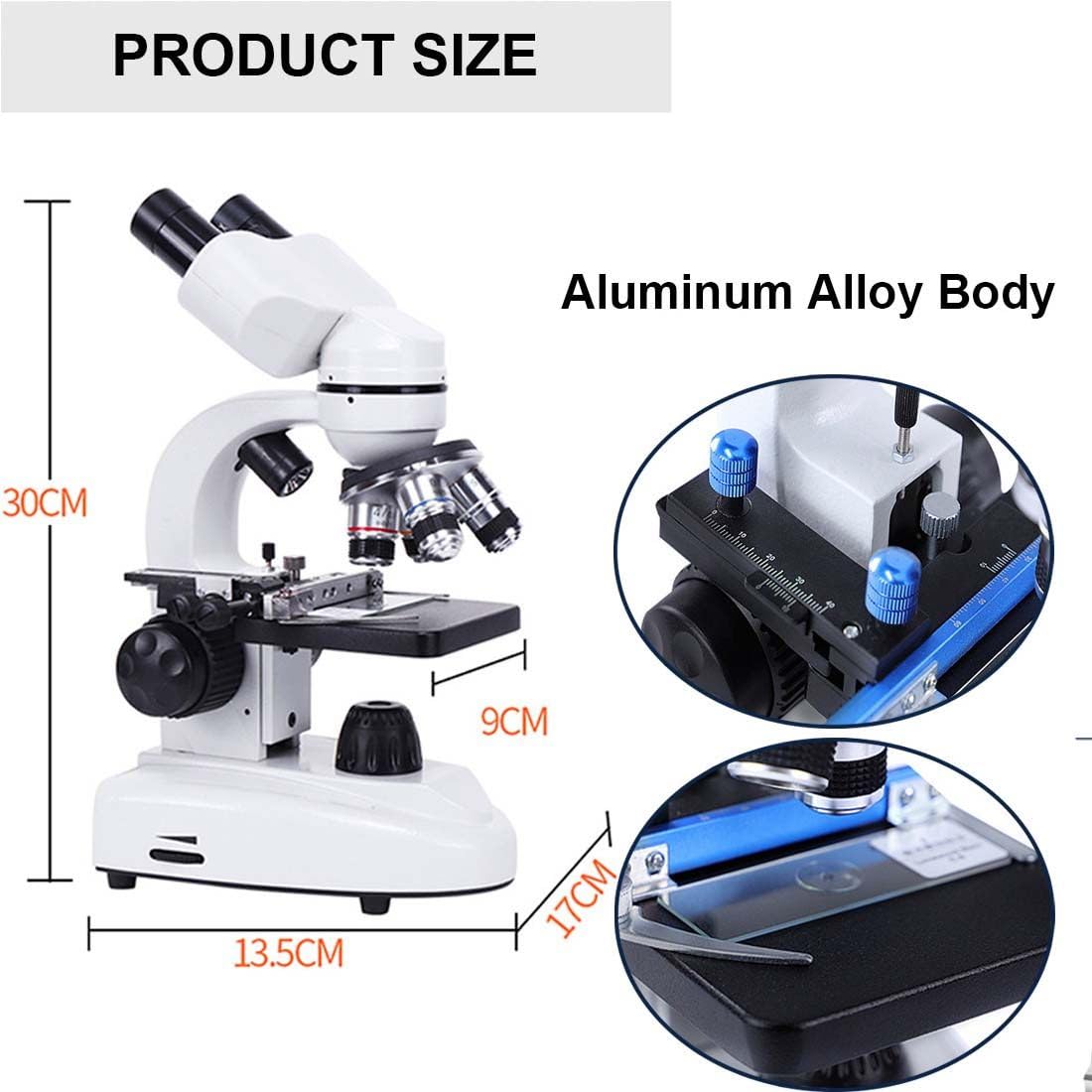 Microscopios Binoculares,Microscopios Biológicos Compuestos 40X-5000X,Microscopio con Juego De Portaobjetos De Microscopio,Microscopios Biológicos para Niños,Estudiantes,Adultos,70000X