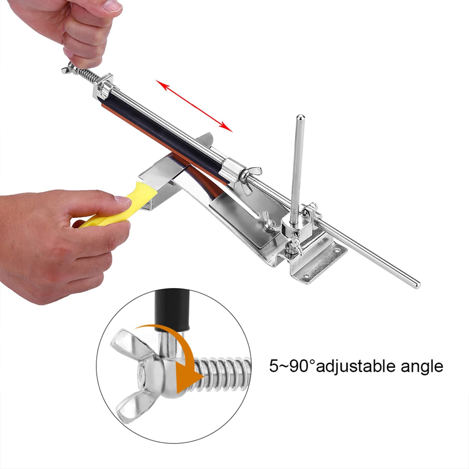 EMUKOEP Pierre à Aiguiser en Acier Inoxydable, Outils D'affûtage, Système D'affûtage à Angle Fixe, 4 Pierres à Aiguiser, Outil de Couteaux de Cuisine