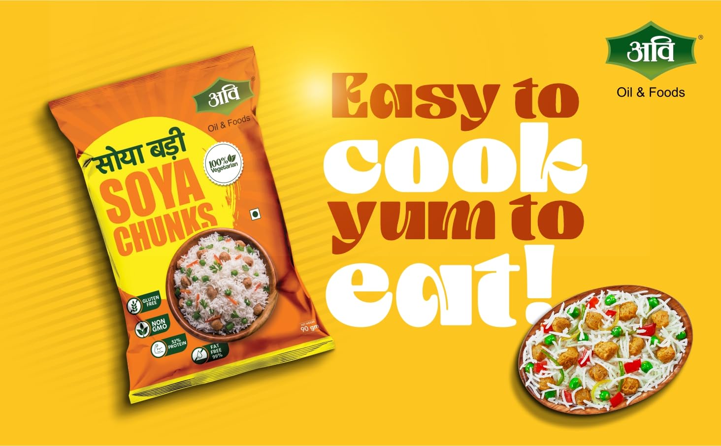Avi Oils & Foods Soya Chunks 2KG (2 x 1KG) | Soya Badi Soft Texture That Absorbs Masala Well | For Curry, Biryani, Pulao, Snacks & Salads | Family Value Pack 2