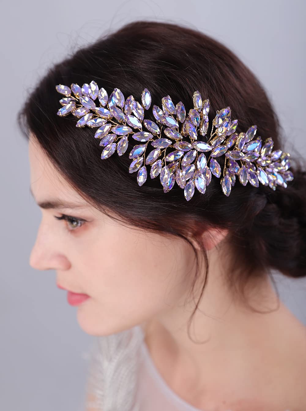 JWICOS Cerchietto per capelli da sposa in cristallo, per matrimonio e matrimonio, accessori per capelli per donne e ragazze (rosso)