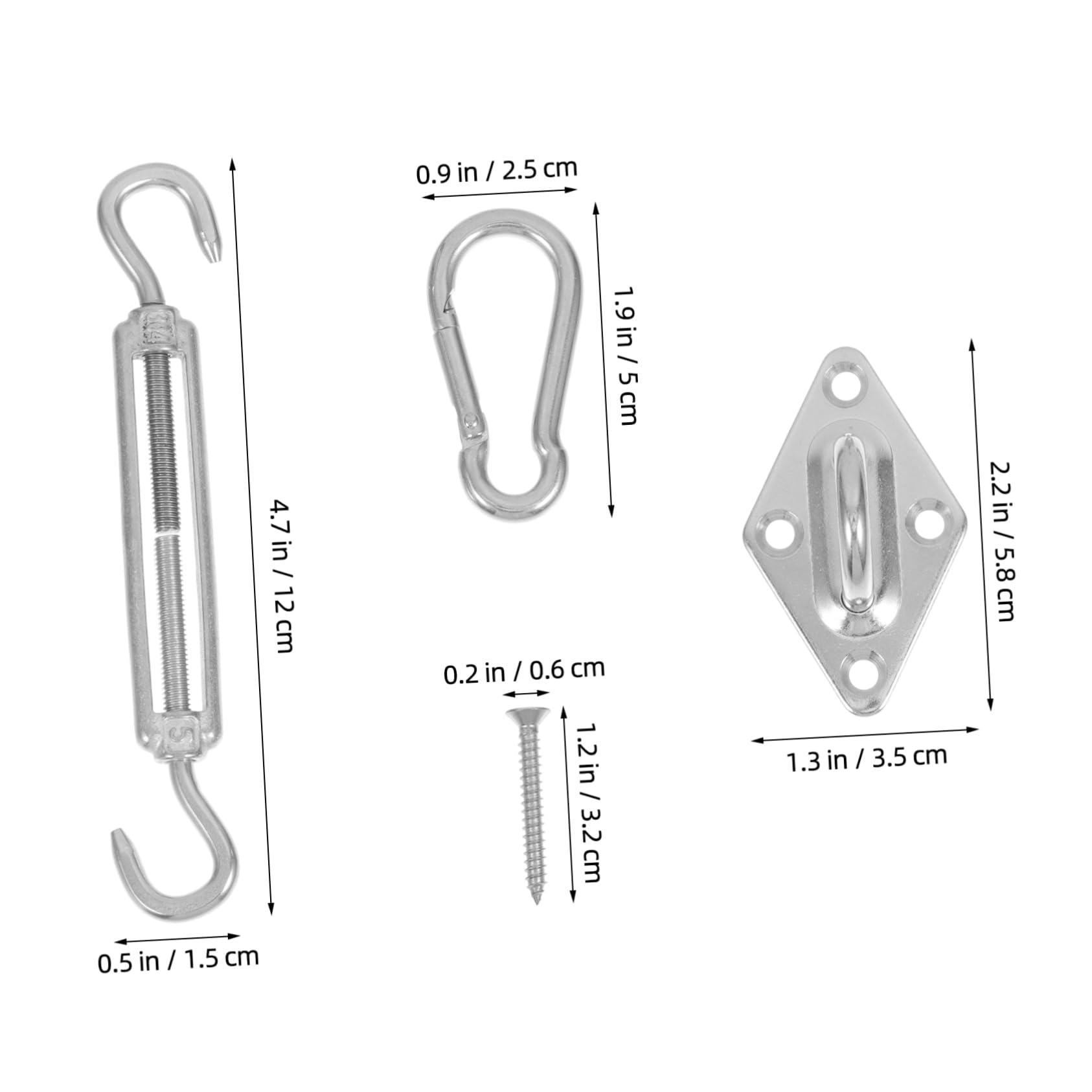 SUPVOX Sail Shade Hardware Stainless Steel Door Buckle Accessories Easy to Install for Roof Weight Hanger
