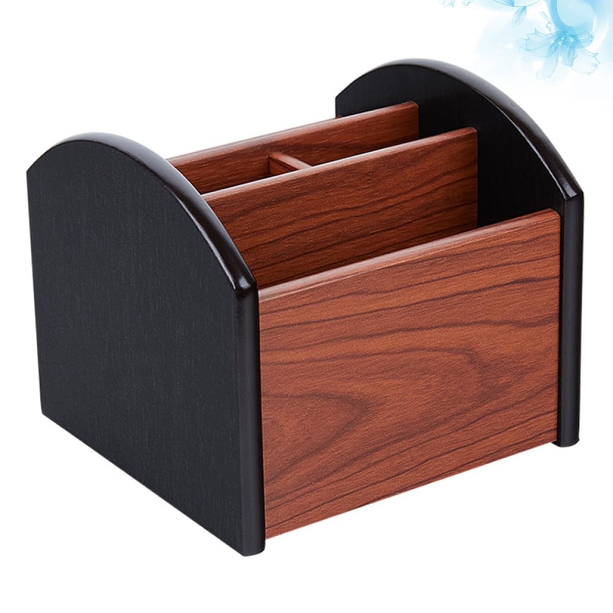 POPETPOP Caja Organizadora de Madera Natural para Bolígrafos y Control Remoto, Contenedor Multifunción de Escritorio Compartimentos, Organizador de Oficina para Material Escolar y
