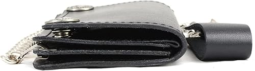 Miniatura 5 de Milwaukee Leather MLW7801 - Cartera larga de cuero para hombre de 6 pulgadas con cadena de acero inoxidable antirrobo y broches de níquel búfalo,