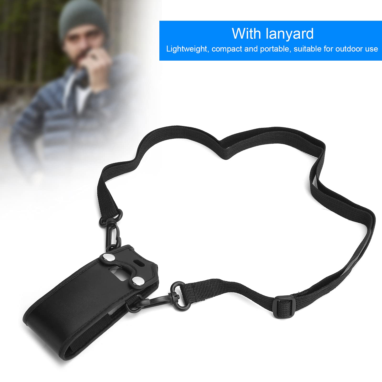 ASHATA Étui en Cuir Portable pour Talkie-walkie, Sac de Protection pour Radio Bidirectionnelle Anytone AT-D878UV, avec Lanière, Housse Souple en Cuir PU