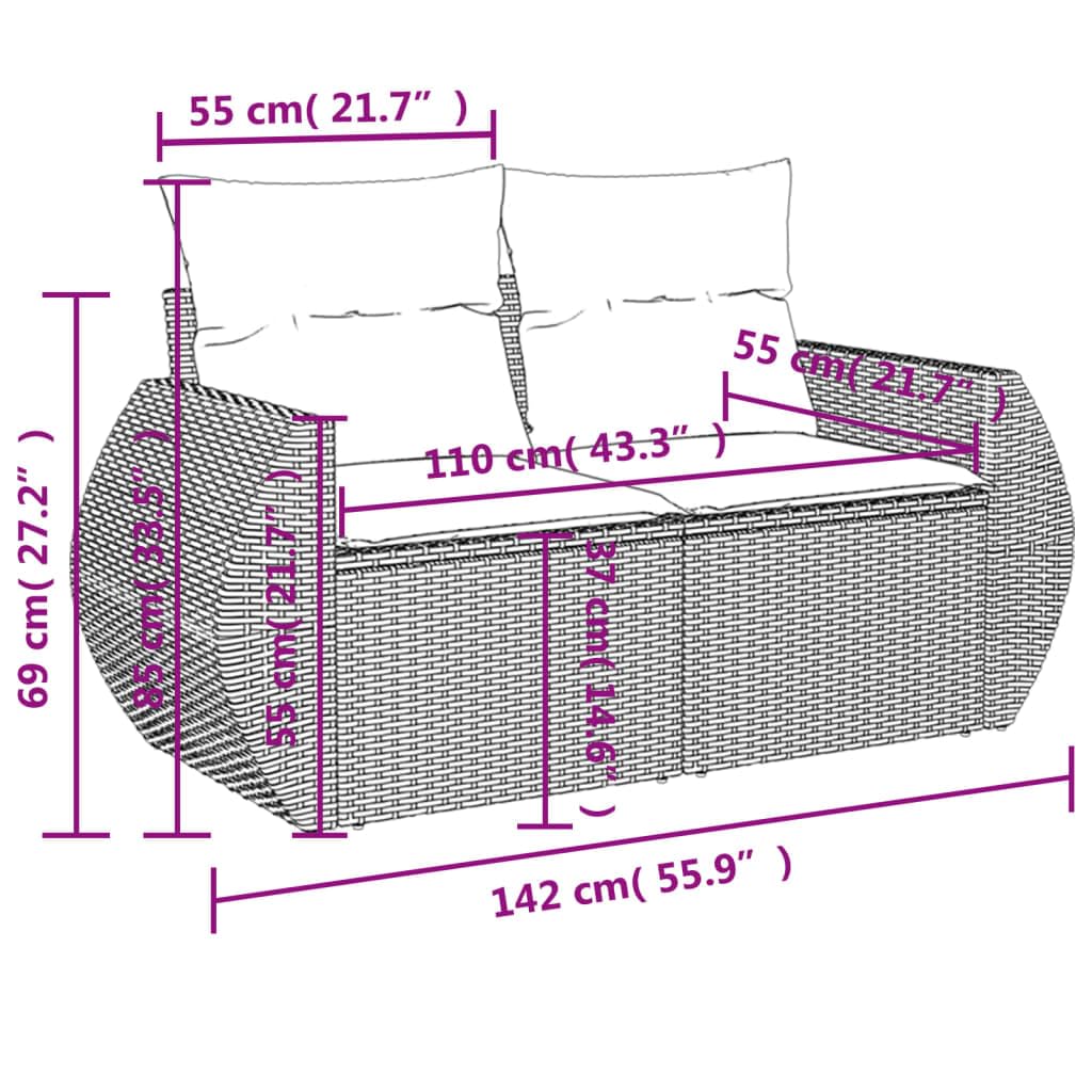 vidaXL Sofá de Jardín con Cojines de 2 Plazas, Asiento Exterior, Sofá Biplaza, Mueble para Patio Terraza Balcón, Ratán Sintético Beige