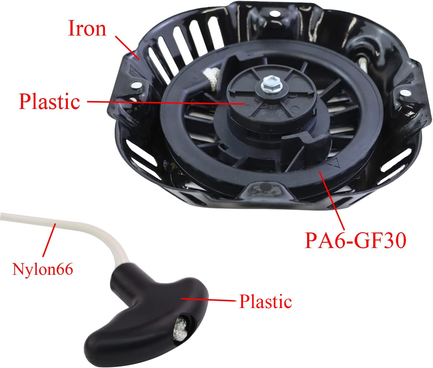 WOTIAN Conjunto de arranque de tracción para generac 0J08071SRV Generador Recoil Start Reemplazo 196cc 208cc 212cc Parte # 0J08070SRV 0J08074SRV (patas de varilla de acero)